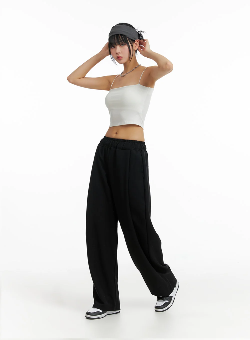 Solid Elastic Waist Trousers IF402 - Image 3