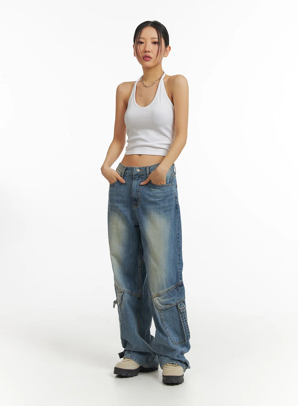 Solid Halter Crop Top CJ425 - Image 4