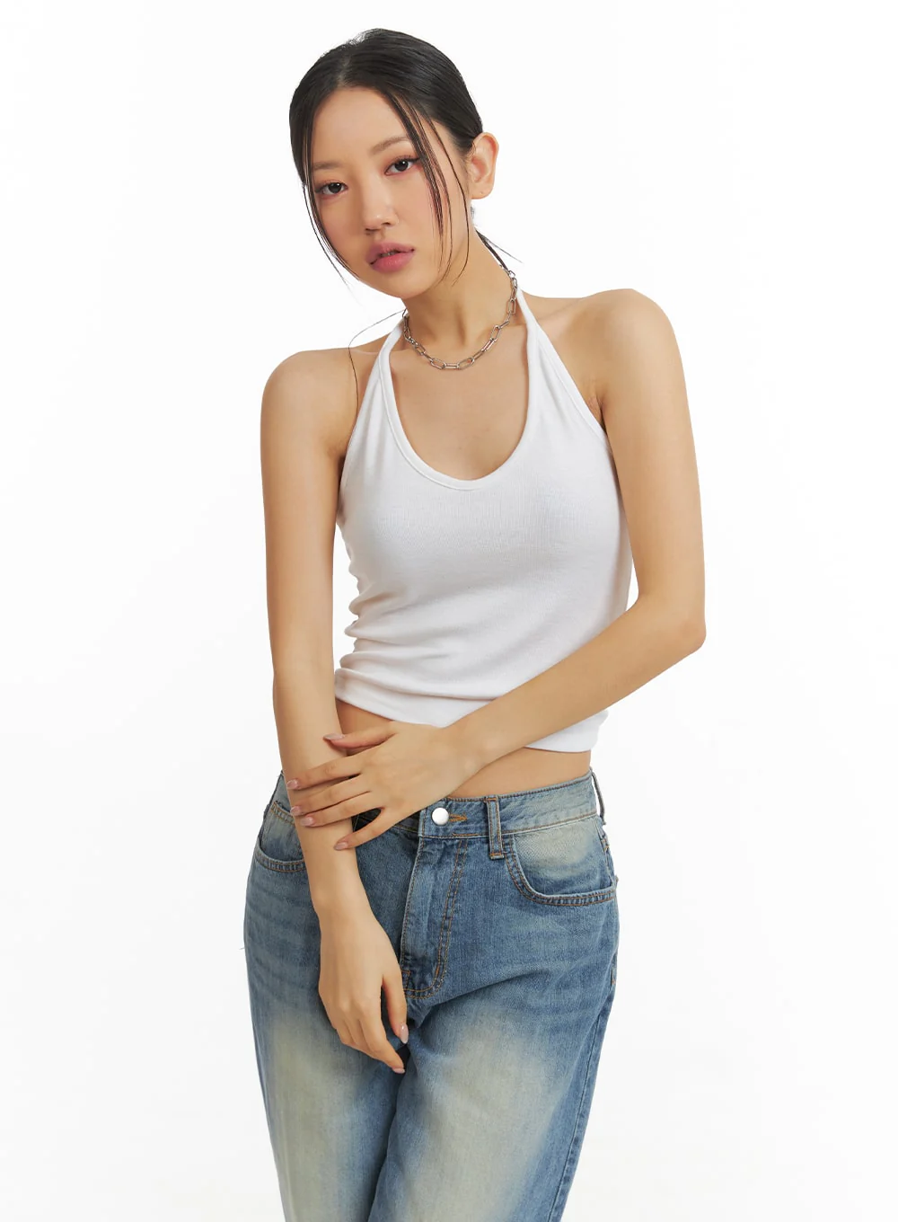 Solid Halter Crop Top CJ425 - Image 5