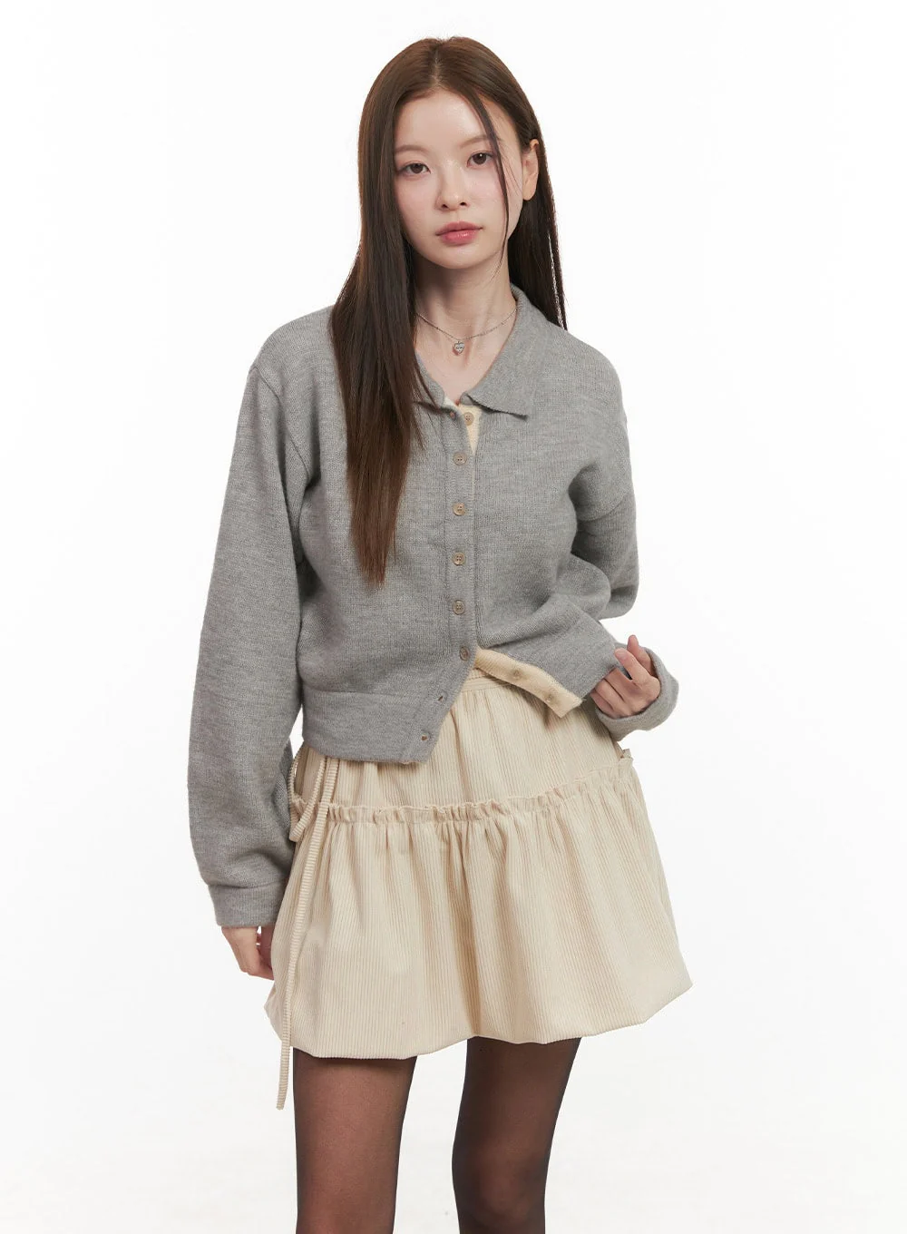 Solid Knit Buttoned Sweater OD418 - Image 10