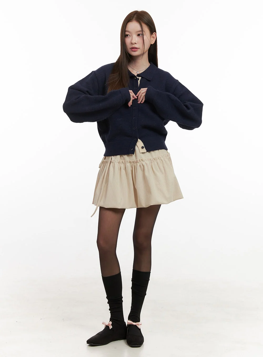 Solid Knit Buttoned Sweater OD418 - Image 2