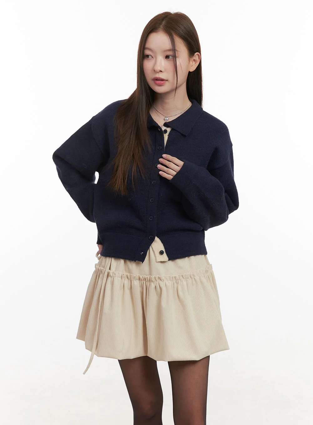 Solid Knit Buttoned Sweater OD418 - Image 8