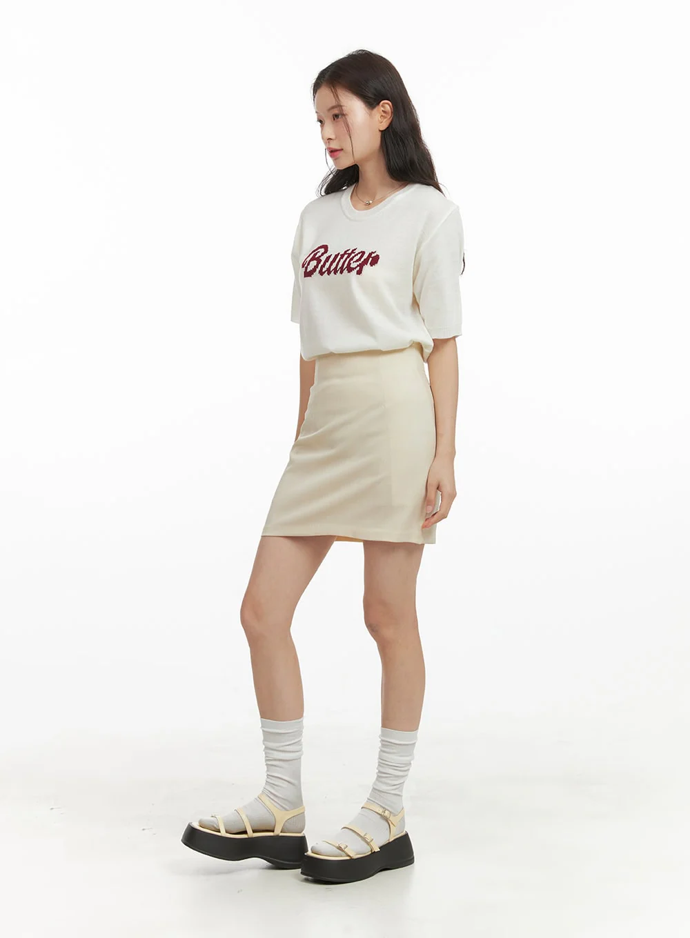 Solid Mini Skirt OY417 - Image 3