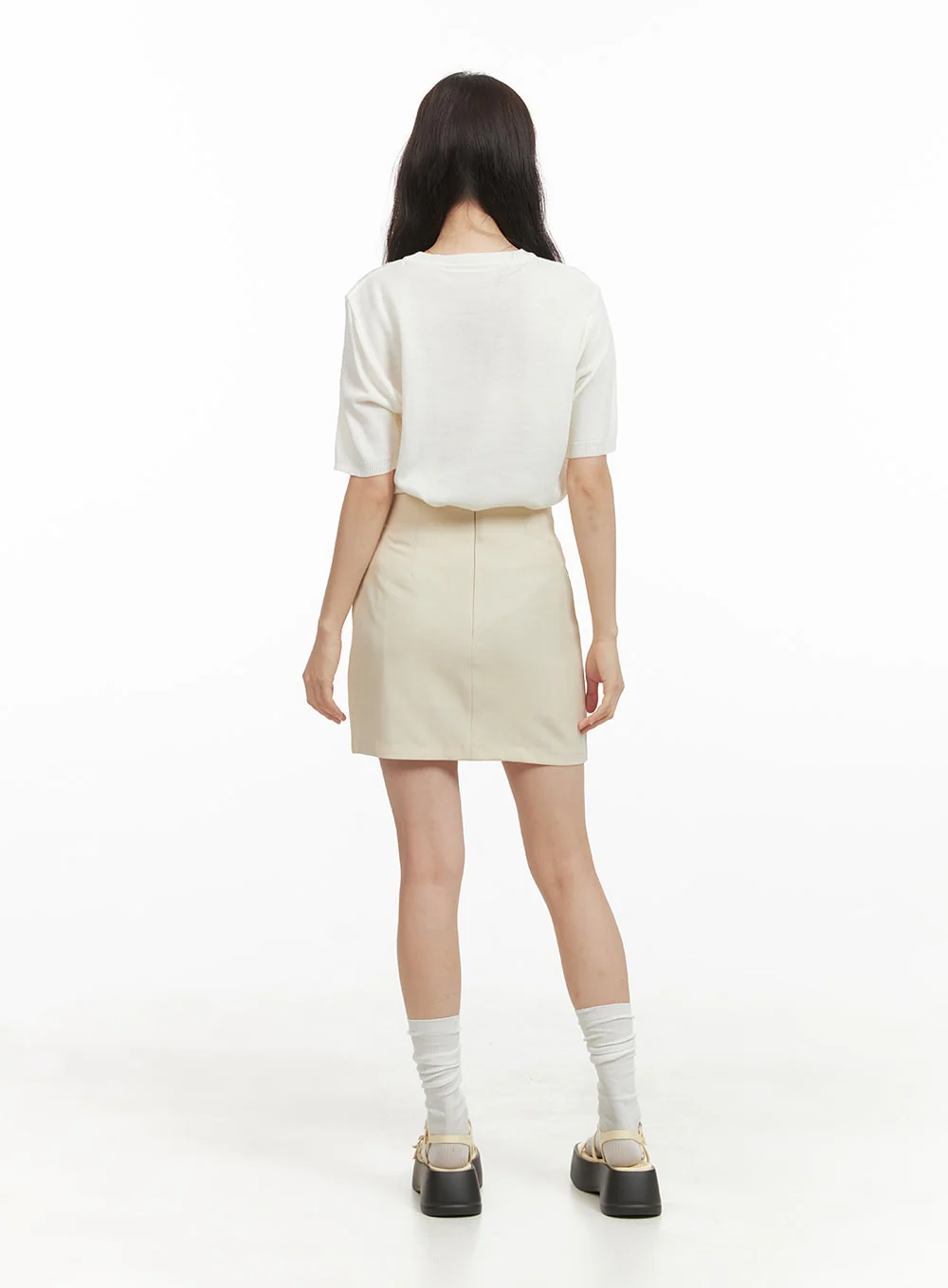 Solid Mini Skirt OY417 - Image 4