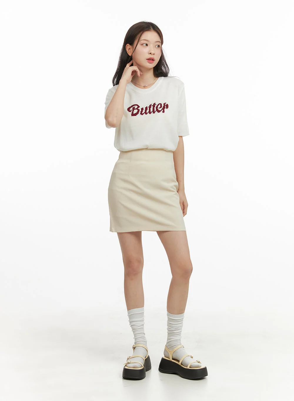 Solid Mini Skirt OY417 - Image 6