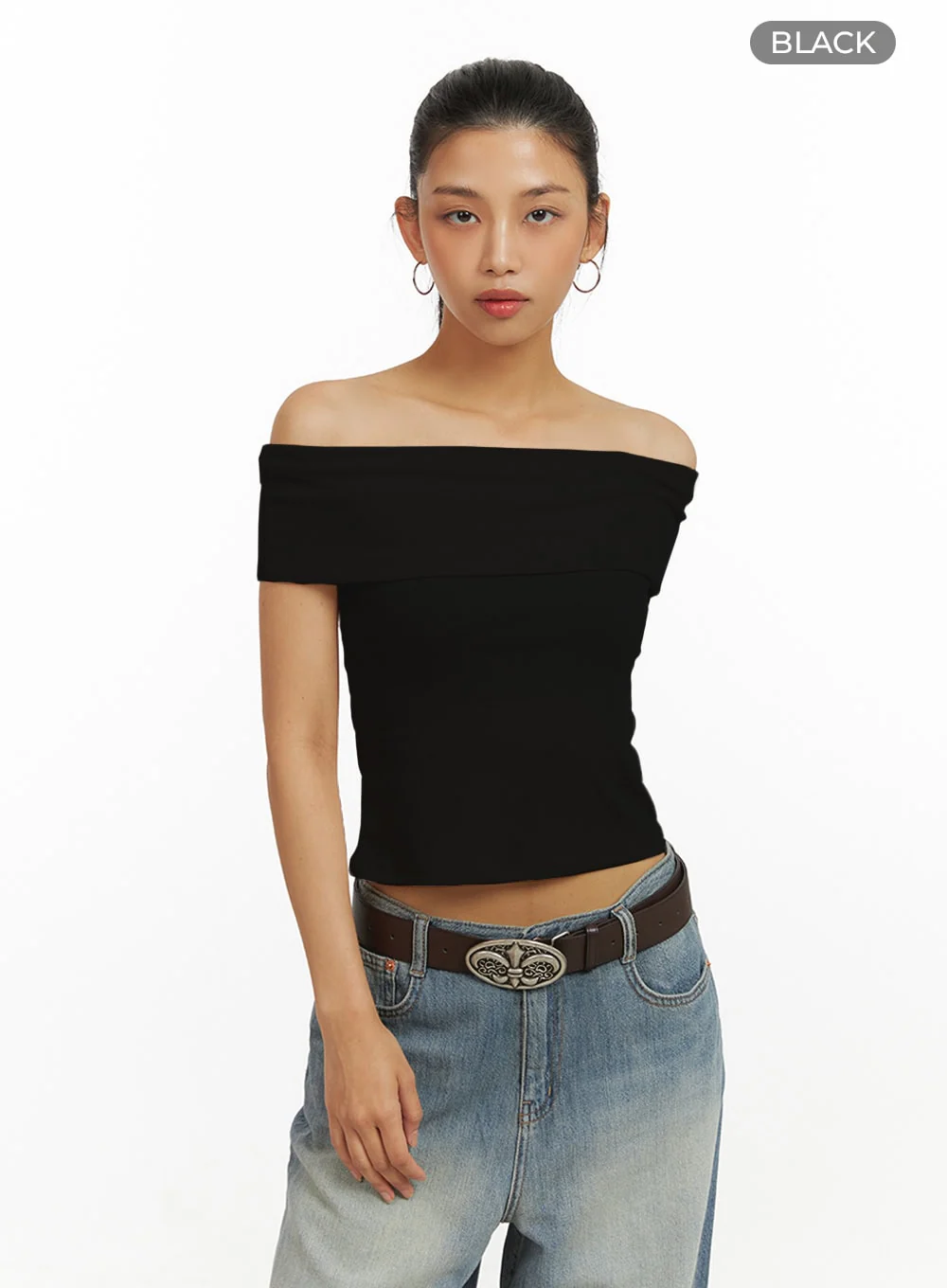 Solid Off Shoulder Crop Top IU412 - Image 8