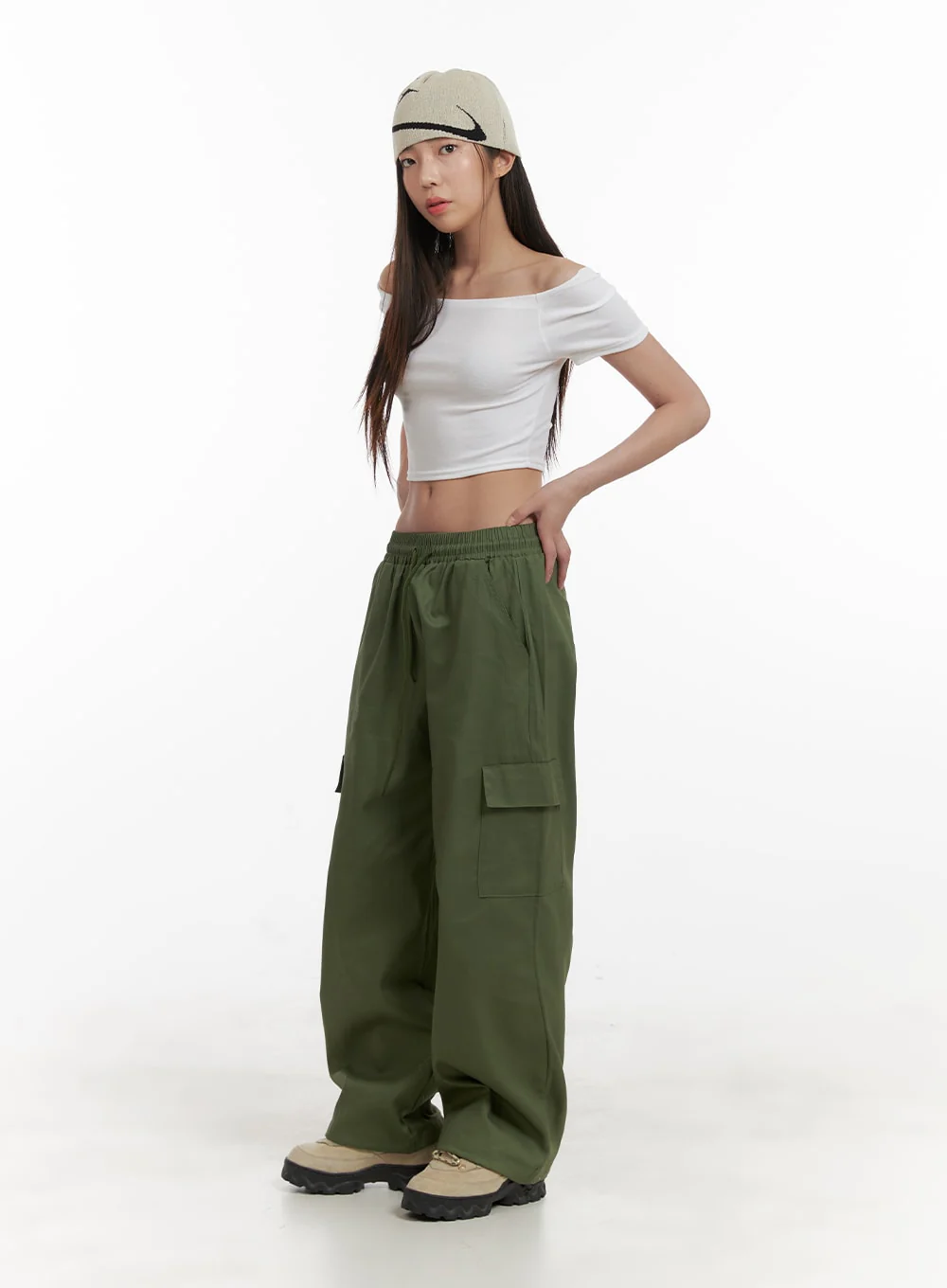 Solid Off Shoulder Crop Top OA429 - Image 2
