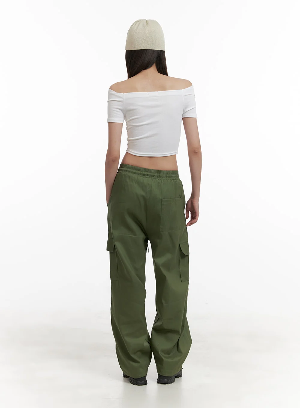 Solid Off Shoulder Crop Top OA429 - Image 3