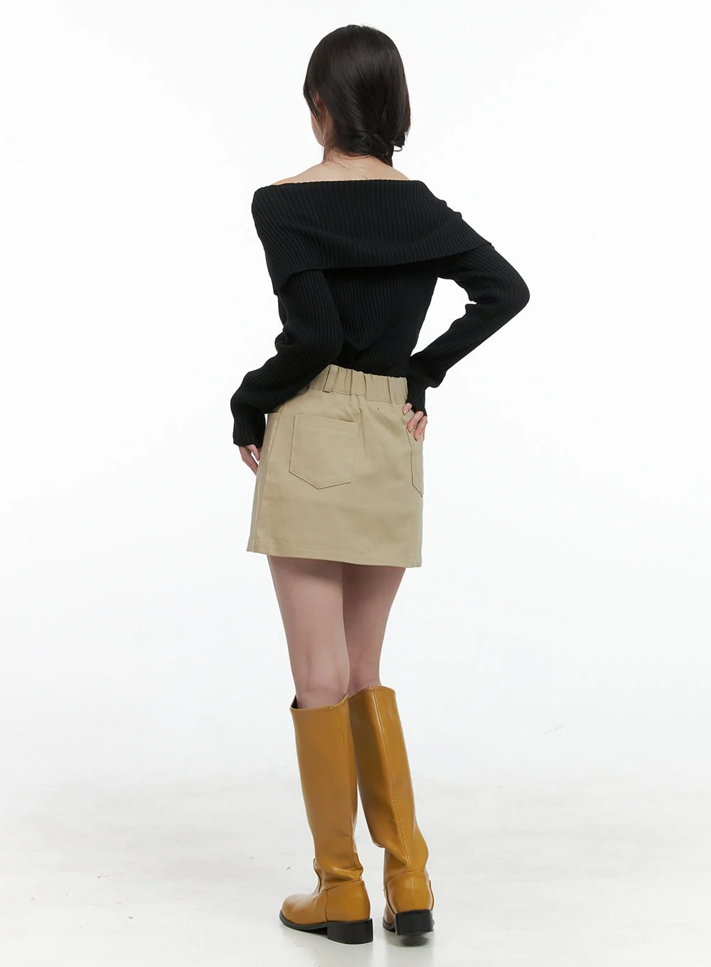 Solid Off Shoulder Knit Top OG409 - Image 3