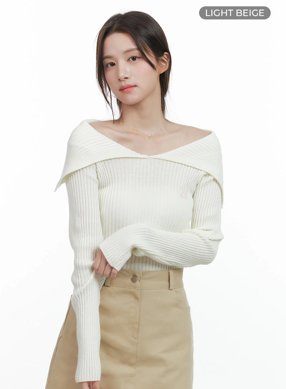 Solid Off Shoulder Knit Top OG409 - Image 9