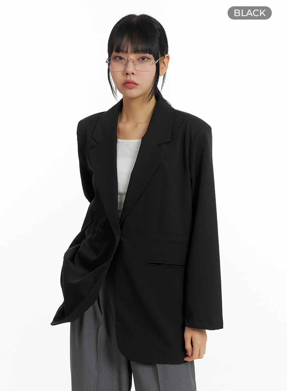 Solid Oversized Waist String Blazer Jacket IM414 - Image 11