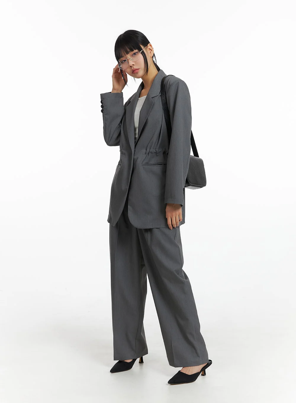 Solid Oversized Waist String Blazer Jacket IM414 - Image 2