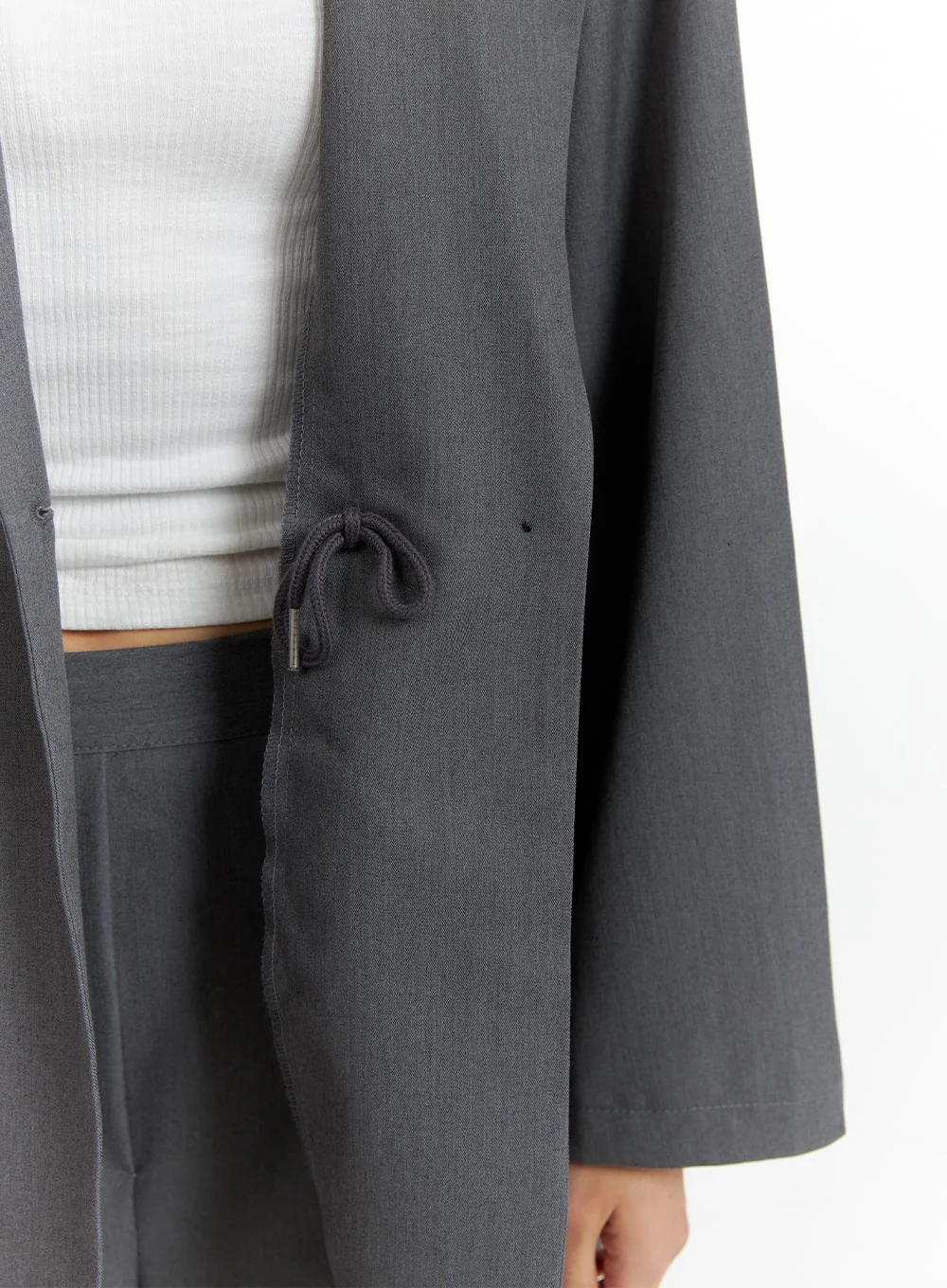 Solid Oversized Waist String Blazer Jacket IM414 - Image 4