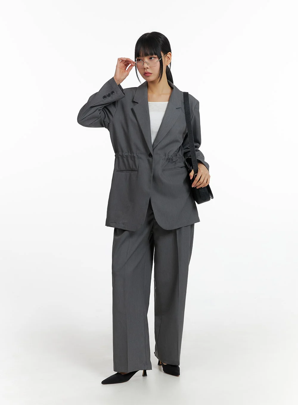 Solid Oversized Waist String Blazer Jacket IM414 - Image 5
