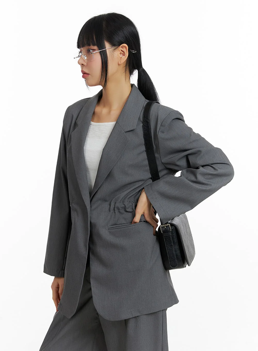 Solid Oversized Waist String Blazer Jacket IM414 - Image 6