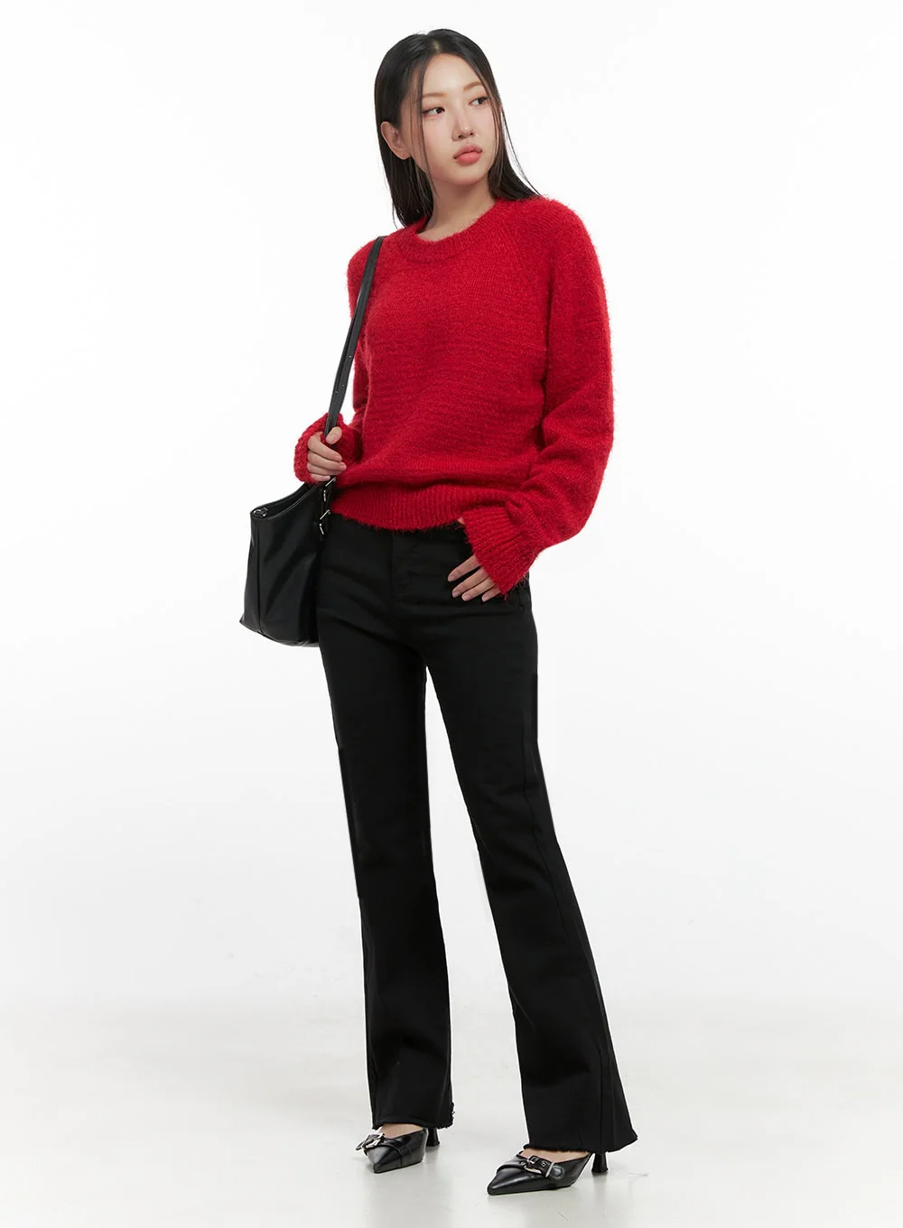 Solid Round Neck Knit Top IN415 - Image 14