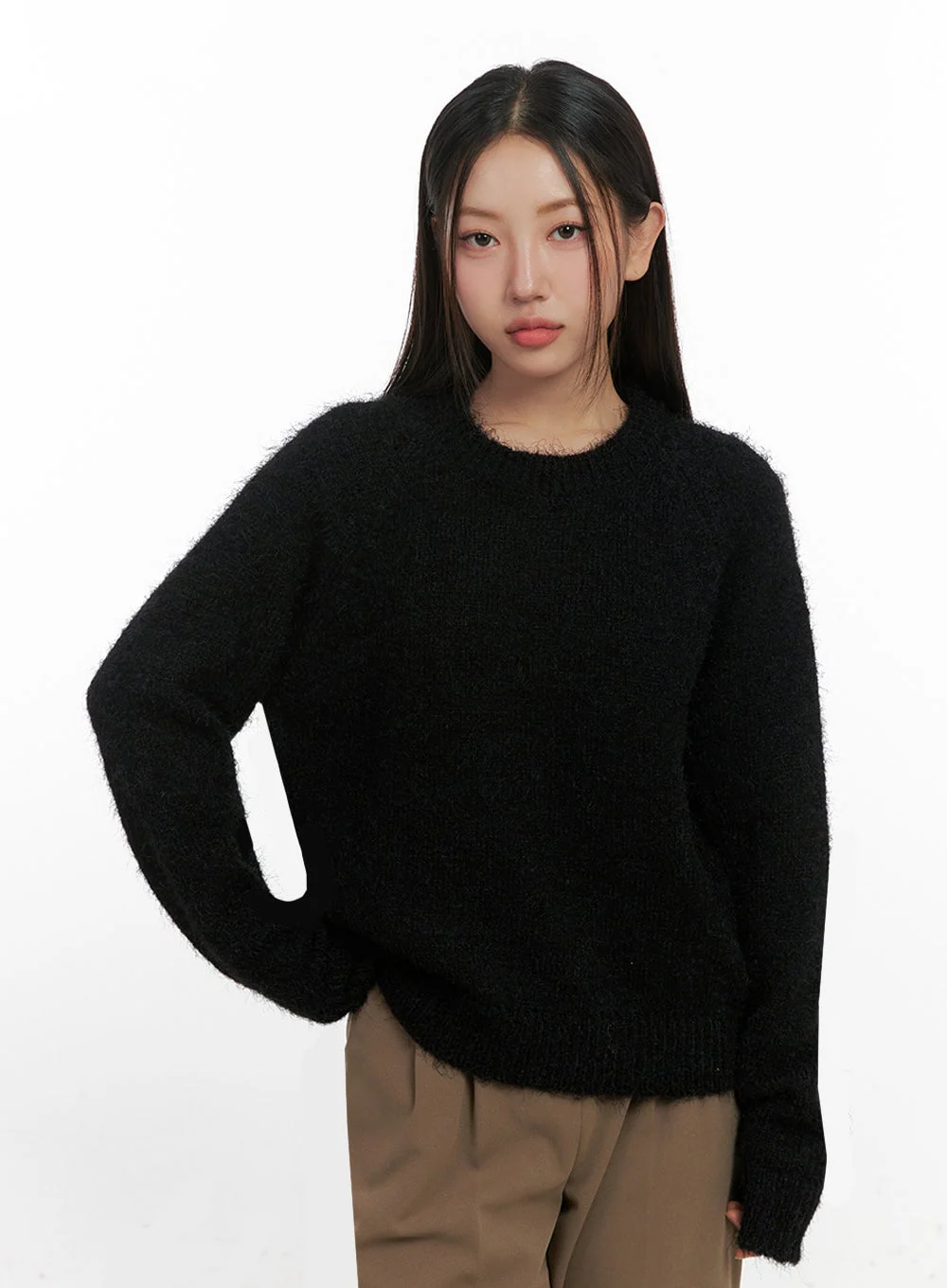 Solid Round Neck Knit Top IN415 - Image 17