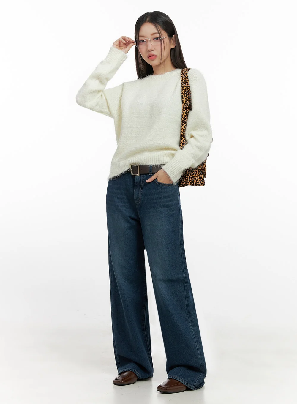 Solid Round Neck Knit Top IN415 - Image 2