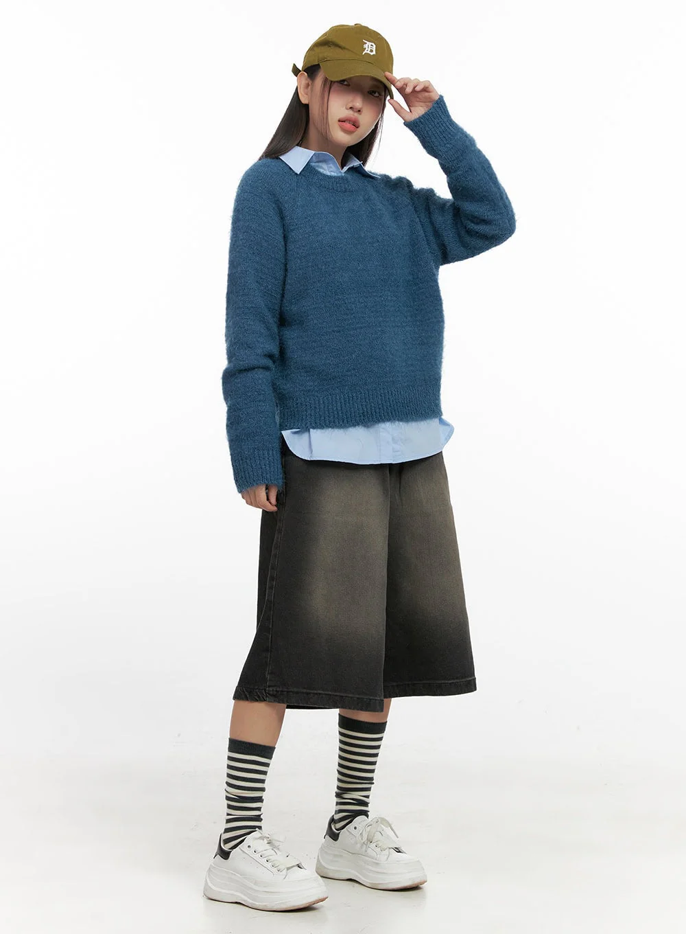 Solid Round Neck Knit Top IN415 - Image 3