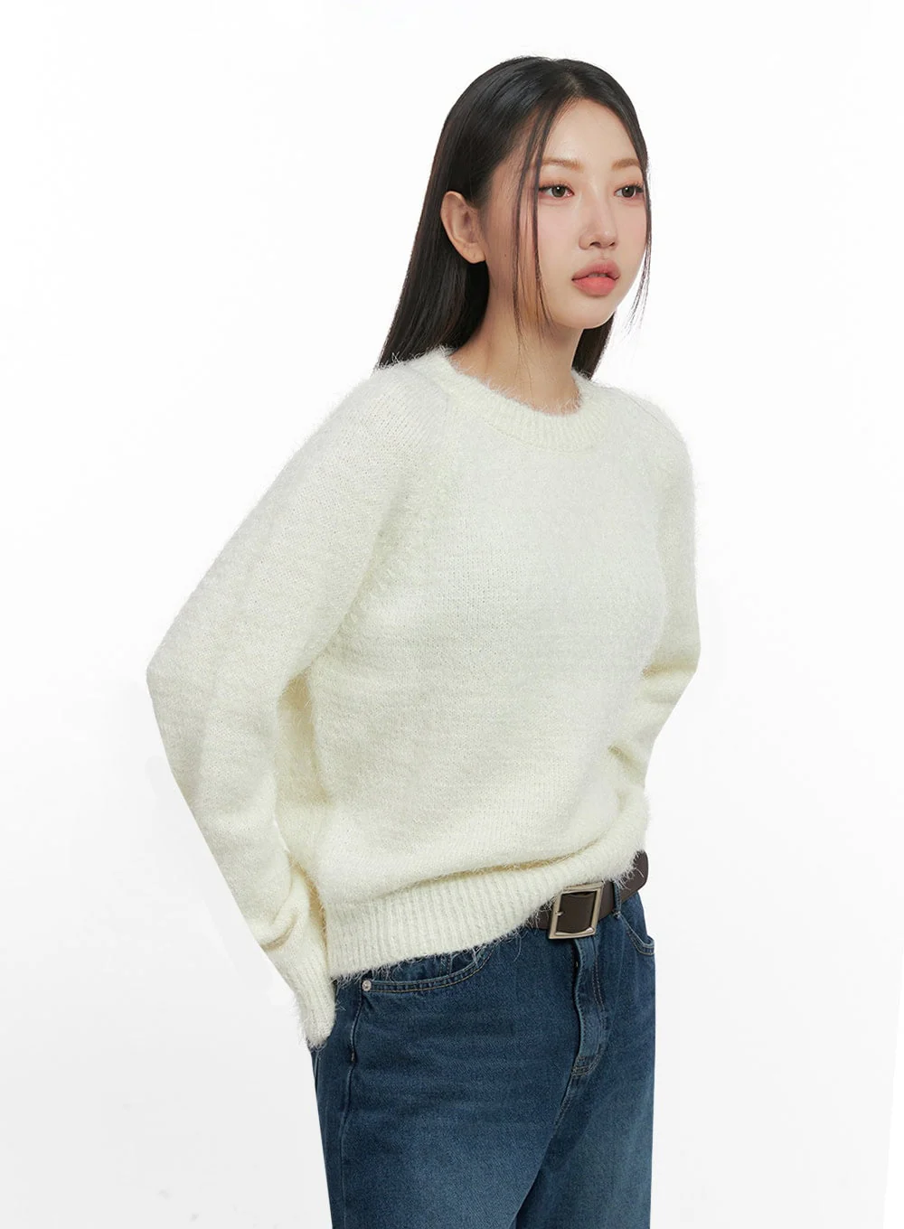 Solid Round Neck Knit Top IN415 - Image 4