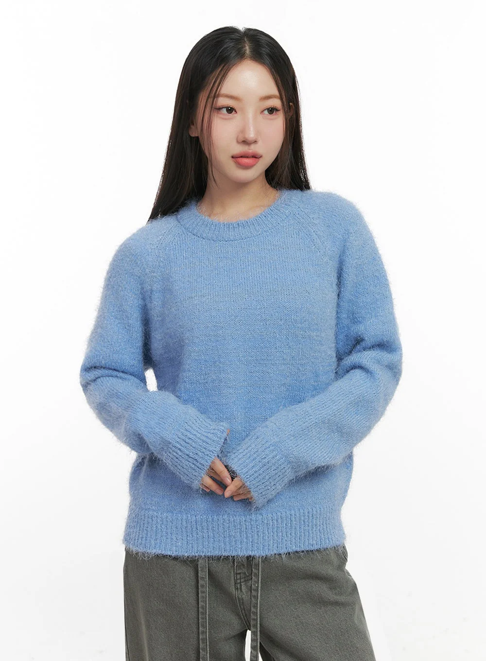 Solid Round Neck Knit Top IN415 - Image 7