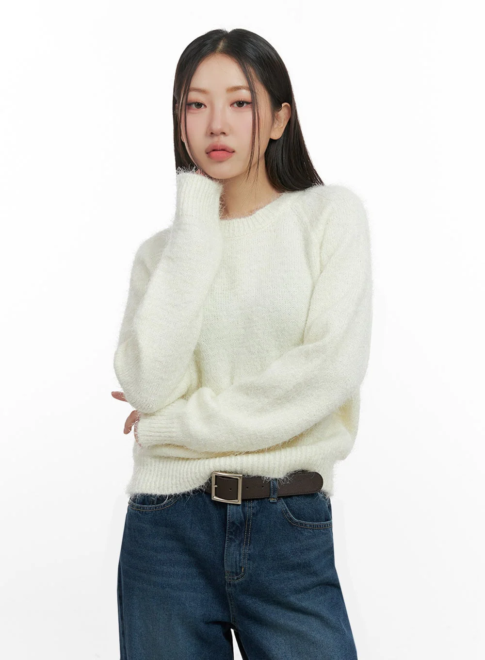 Solid Round Neck Knit Top IN415 - Image 8