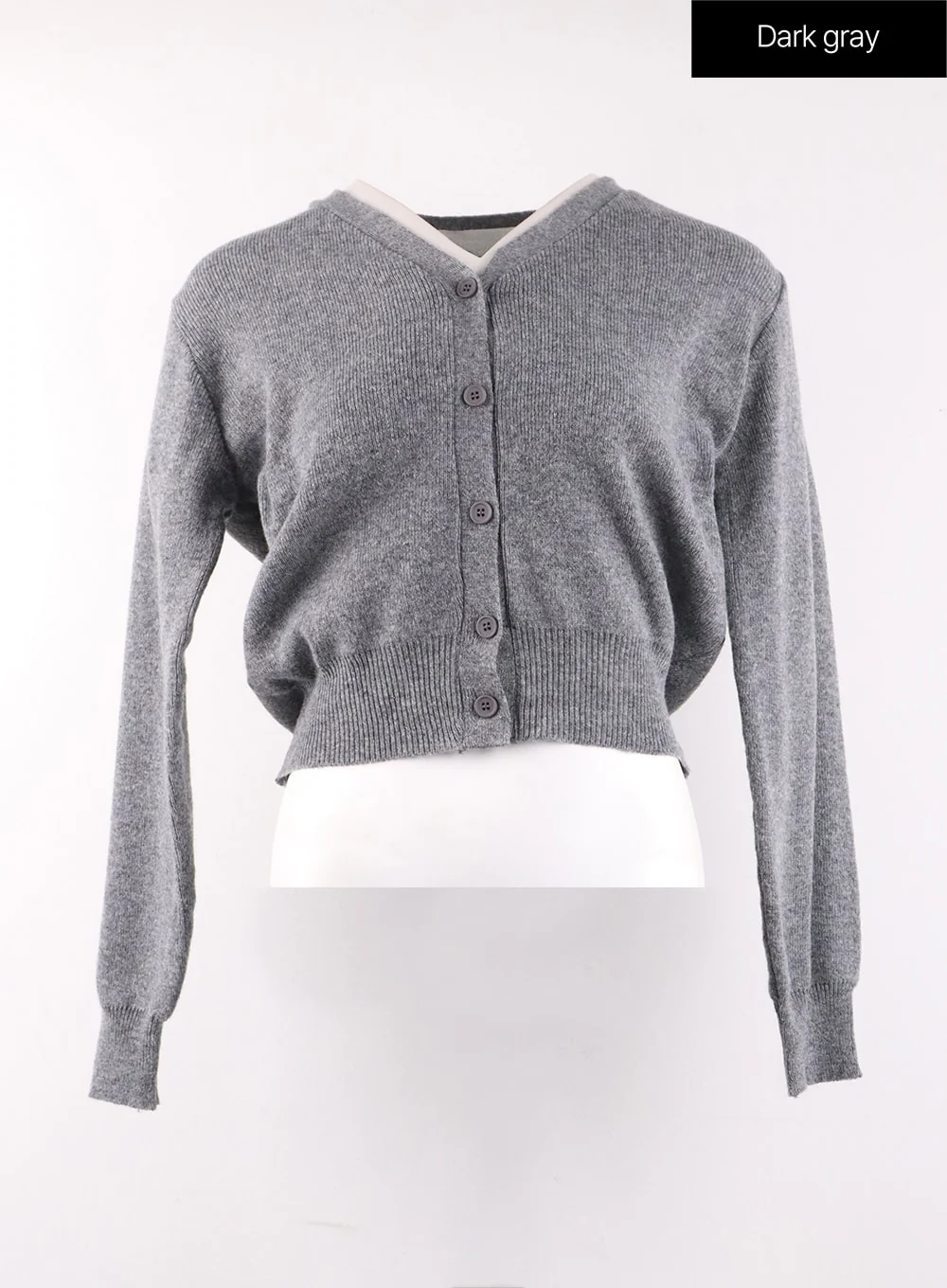 Solid V-Neck Buttoned Cardigan OF406 - Image 10