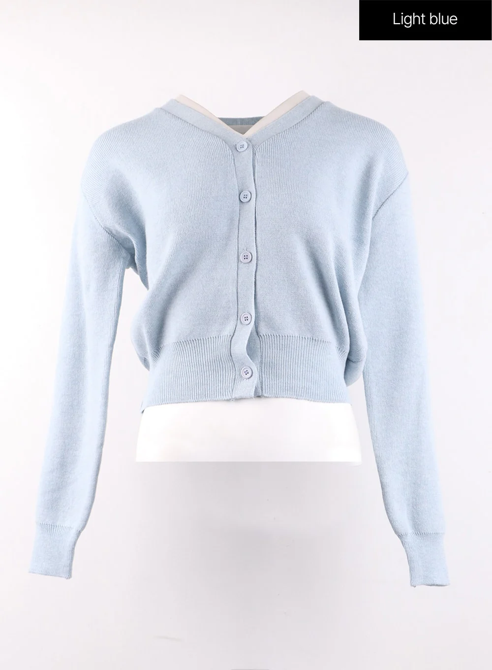 Solid V-Neck Buttoned Cardigan OF406 - Image 11