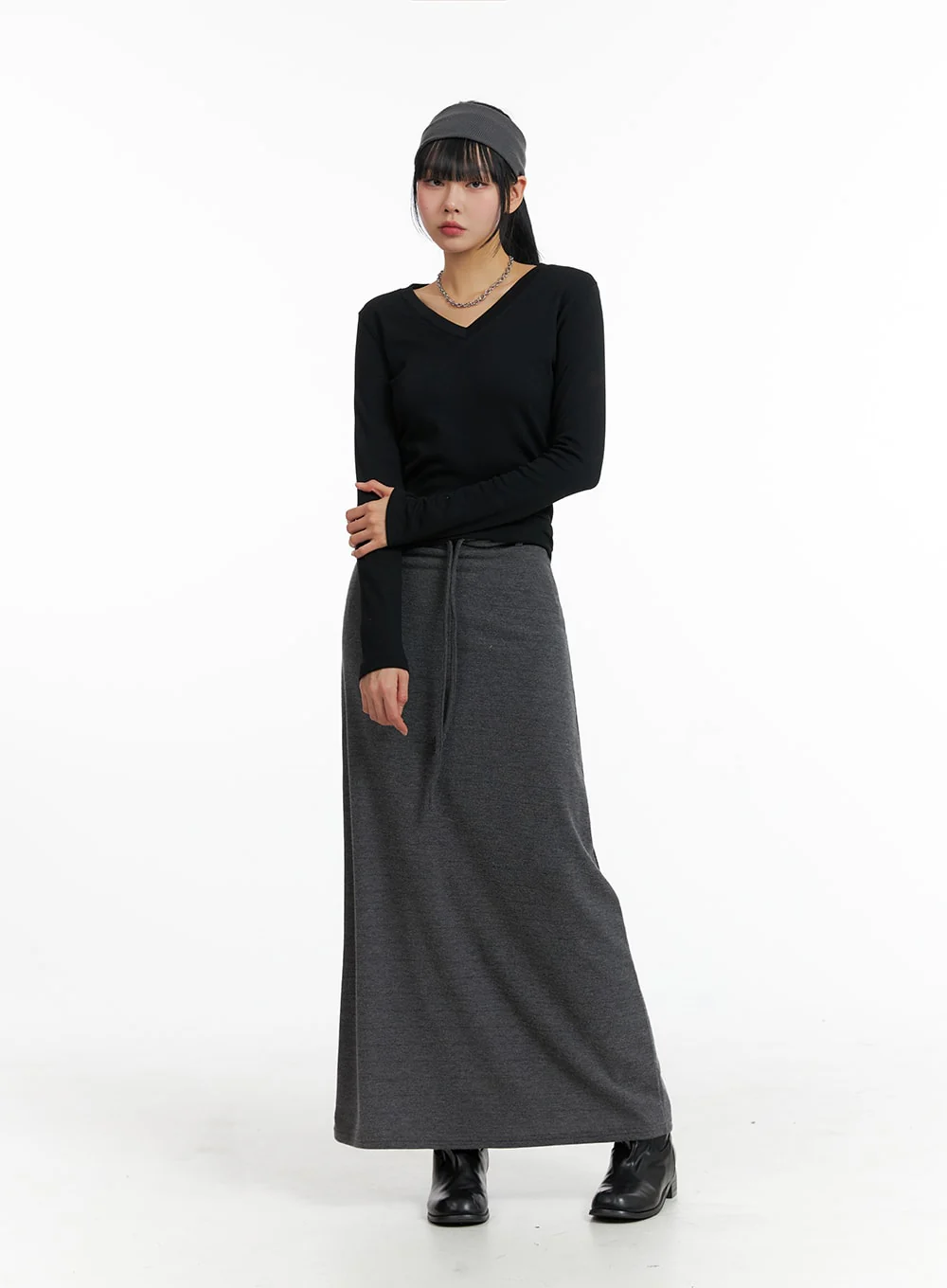 Solid V-Neck Long Sleeve IF402 - Image 3