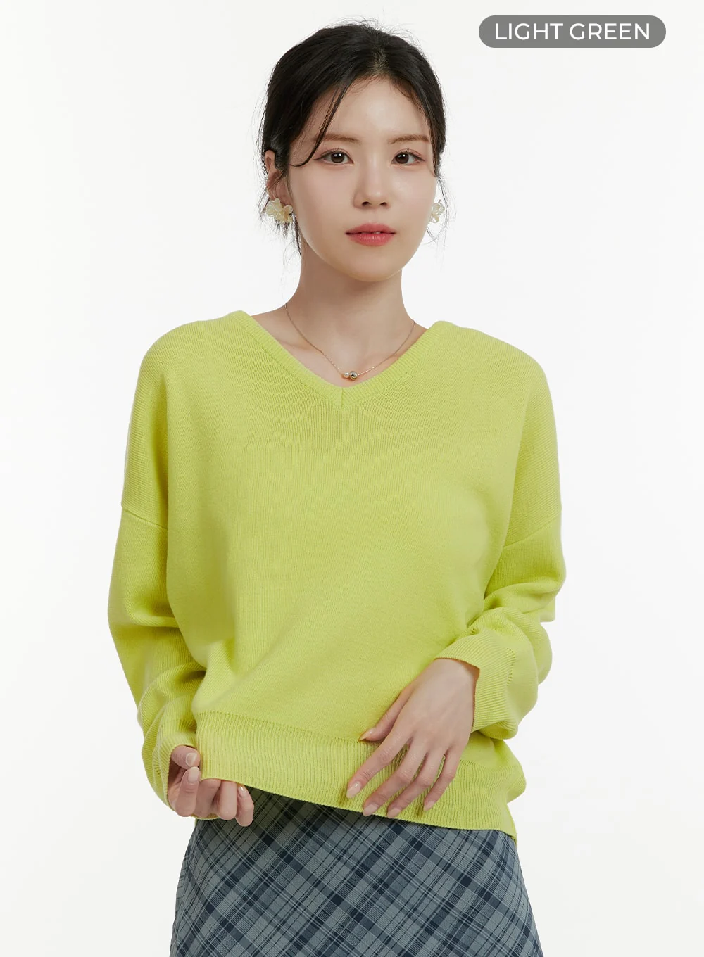 Solid V-Neck Sweater OA405 - Image 5