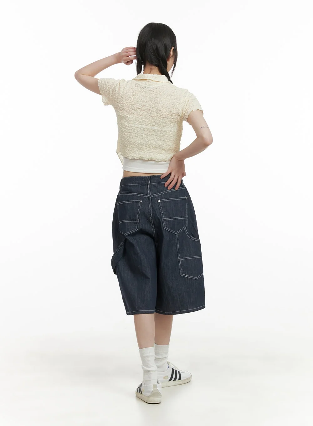 Solid Wide-Leg Bermuda Jorts CY414 - Image 4