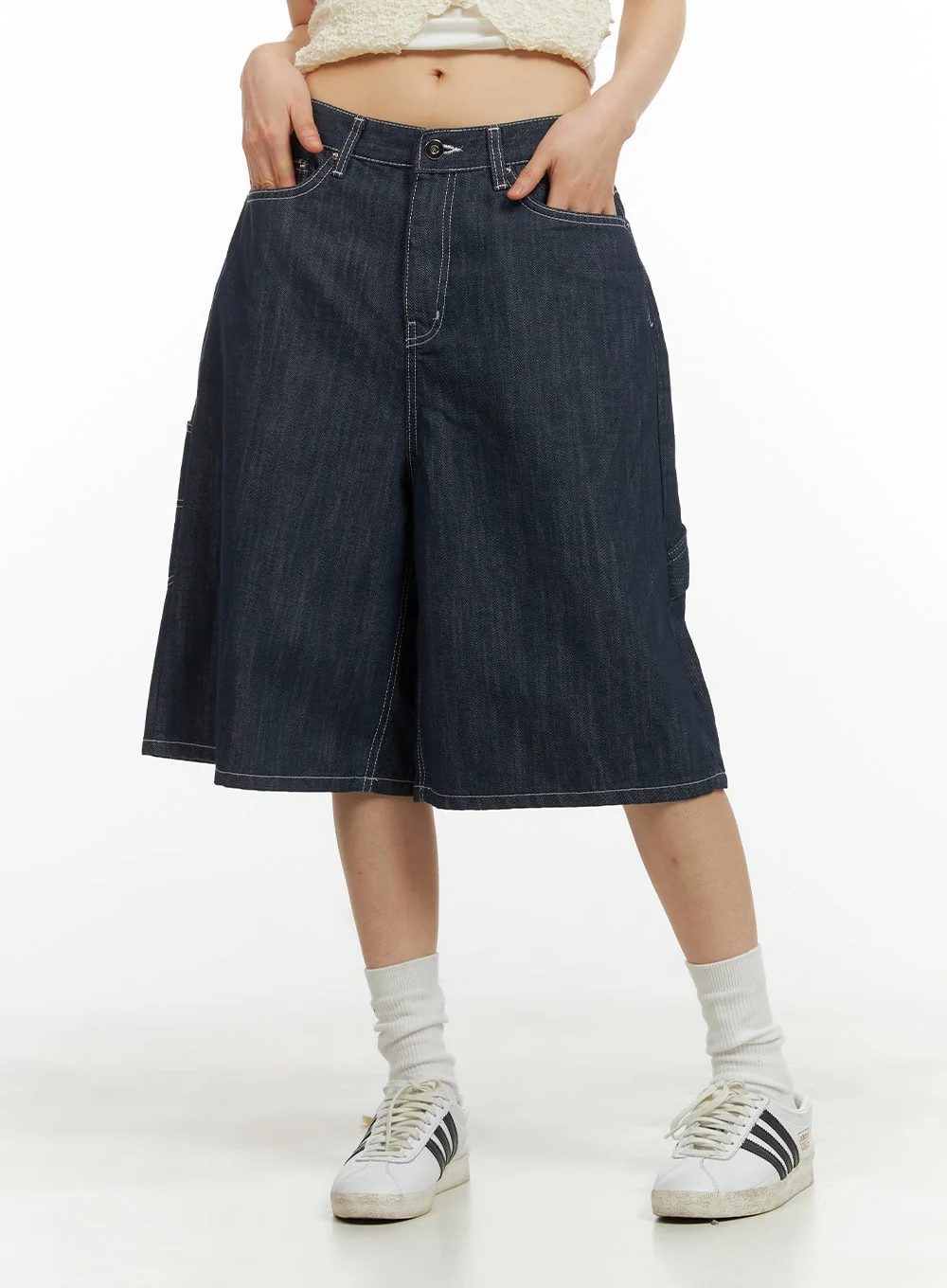 Solid Wide-Leg Bermuda Jorts CY414 - Image 5