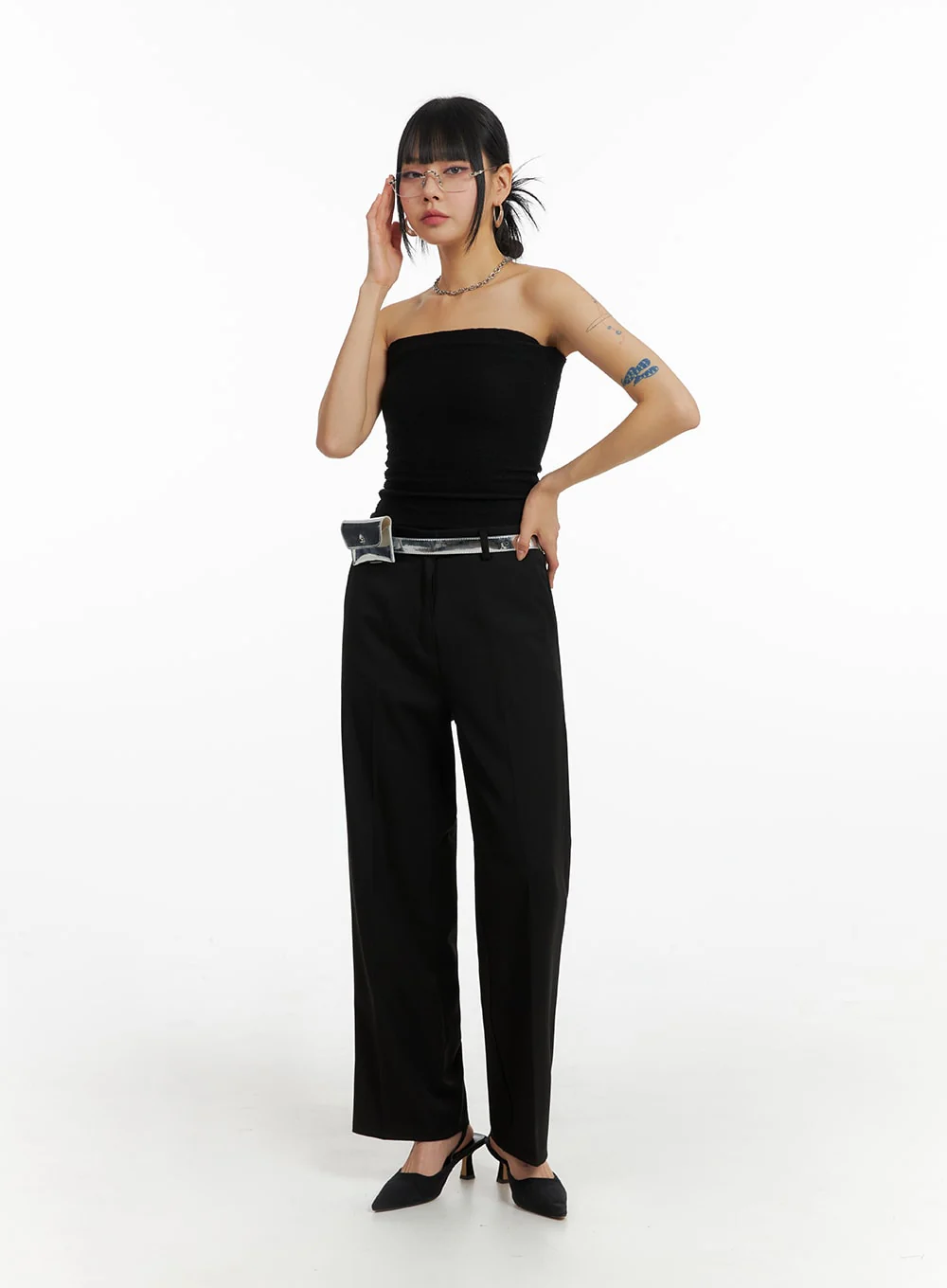 Solid Wide Trousers IM414 - Image 3