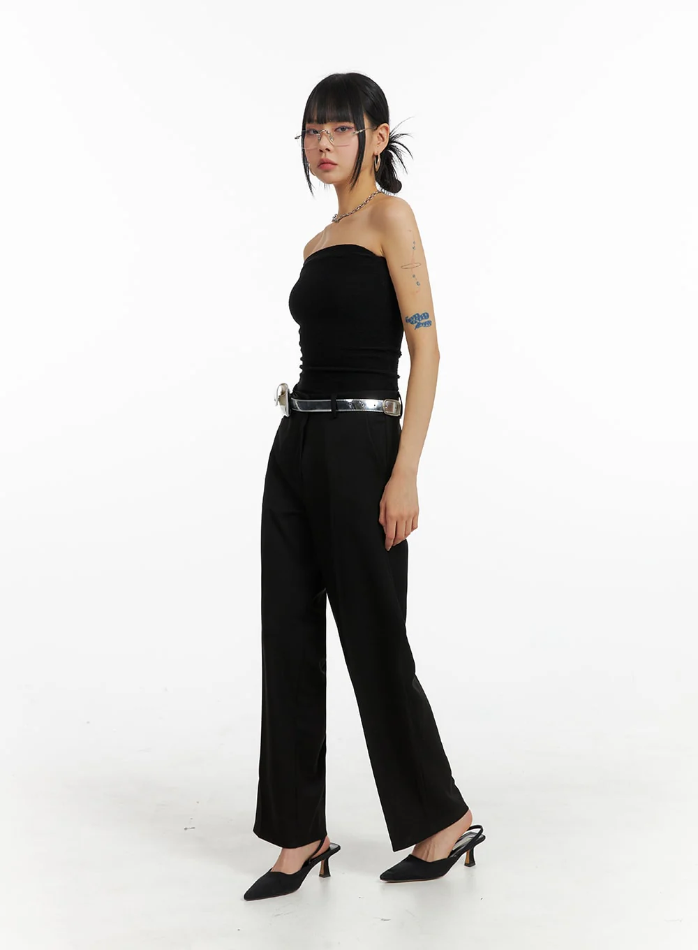 Solid Wide Trousers IM414 - Image 6