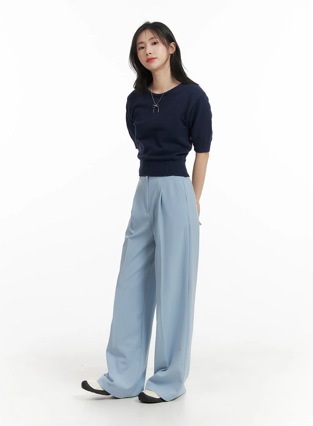 Solid Wide Trousers OM412 - Image 2