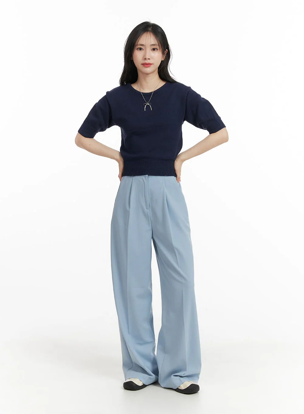 Solid Wide Trousers OM412 - Image 3