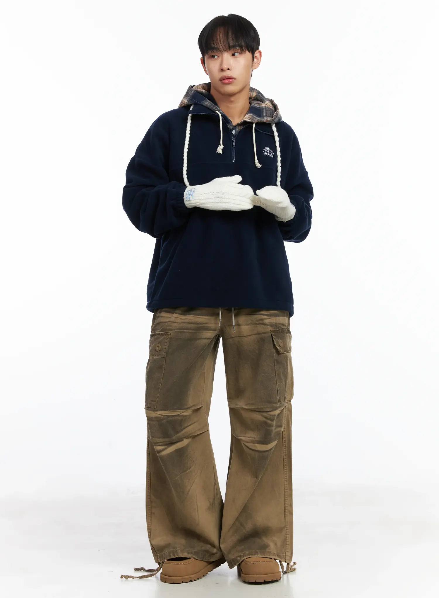 Spray Washed String Cargo Pants ID515 - Image 3