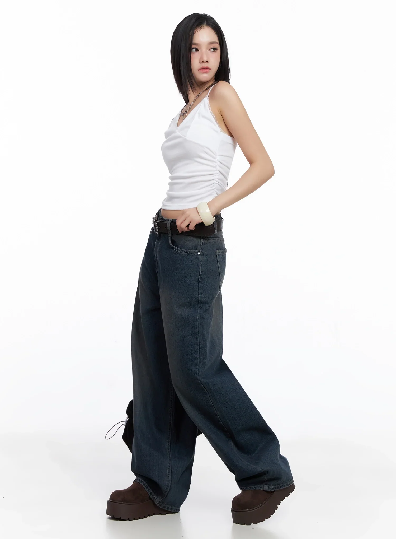 Square Buckle Faux Leather Belt IS525 - Image 11