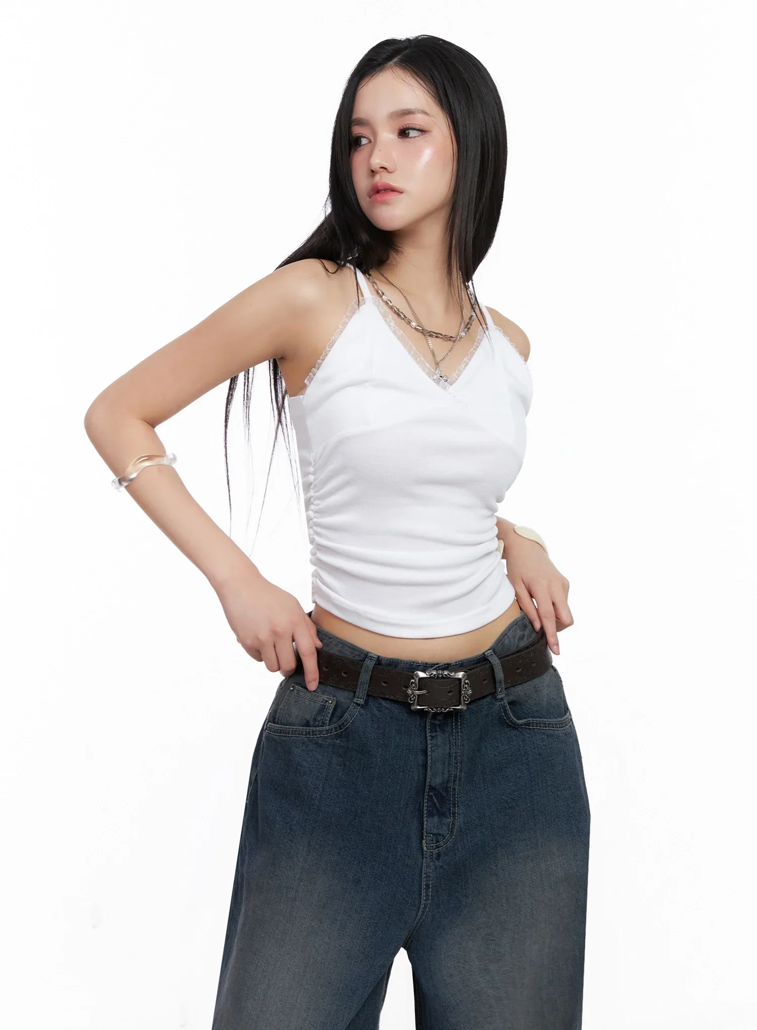 Square Buckle Faux Leather Belt IS525 - Image 2
