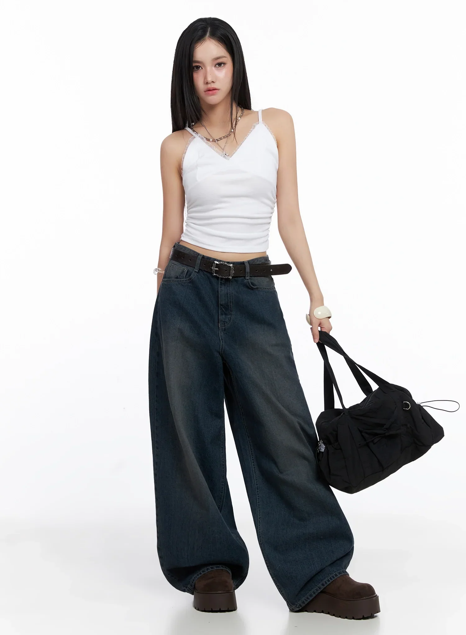 Square Buckle Faux Leather Belt IS525 - Image 3