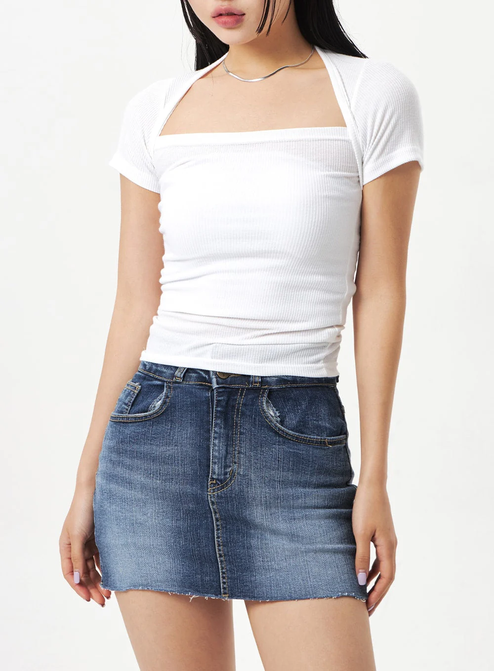 Square Neck Knit Tee CA320 - Image 2