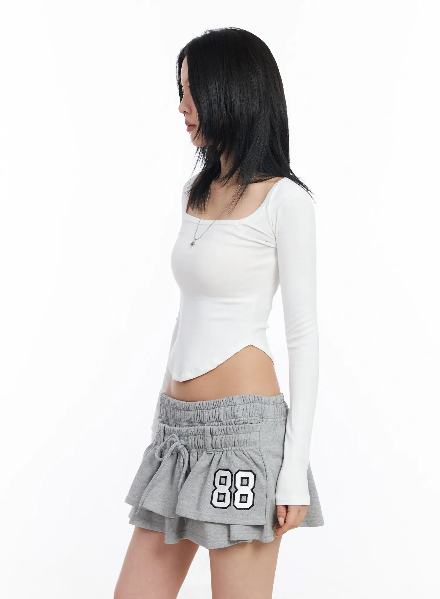 Square Neck Long Sleeve Crop Top CF526 - Image 5