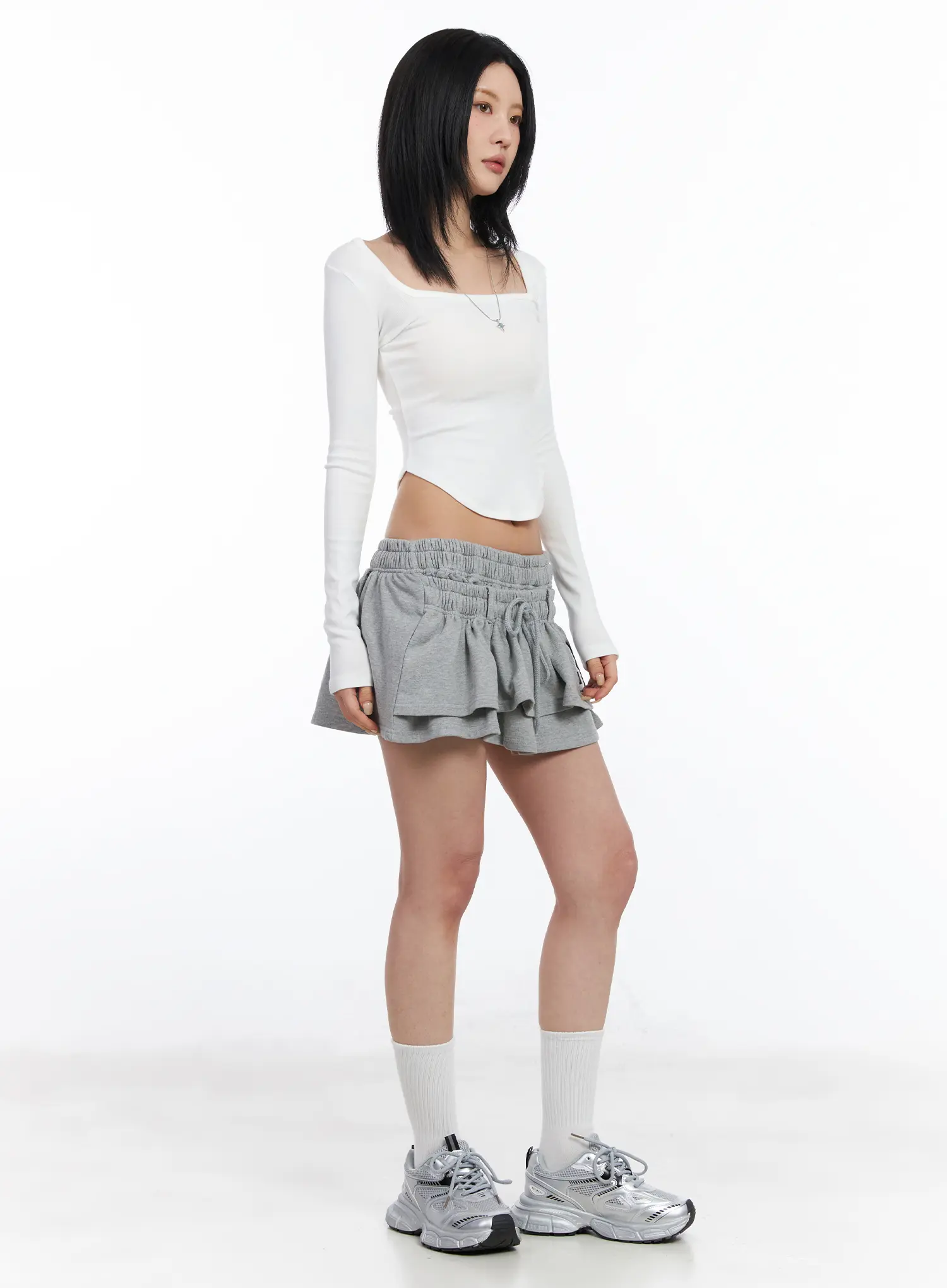 Square Neck Long Sleeve Crop Top CF526 - Image 7