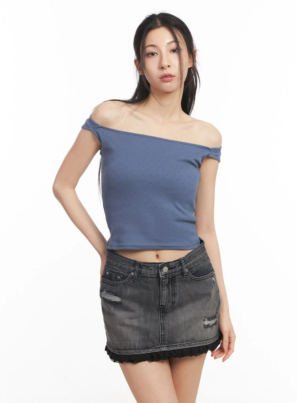 Square-Neck Off-Shoulder Top IY529 - Image 2