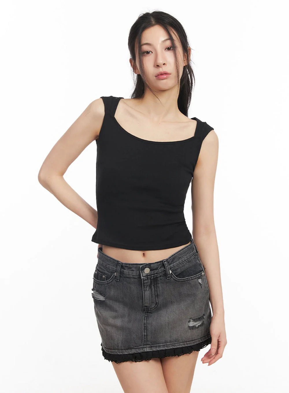 Square-Neck Off-Shoulder Top IY529 - Image 9