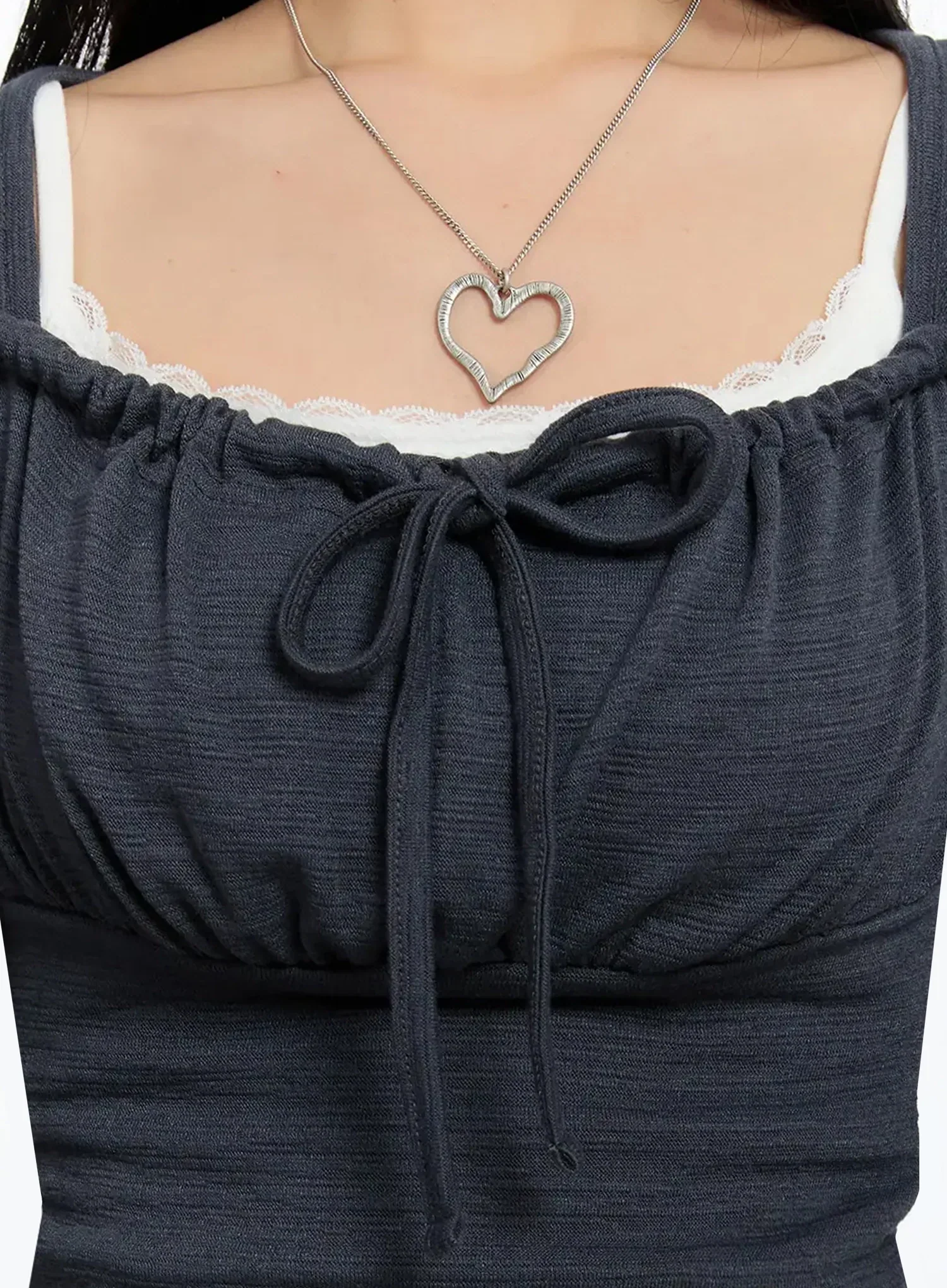 Square Neck Ribbon Long Sleeve Top IM513 - Image 4