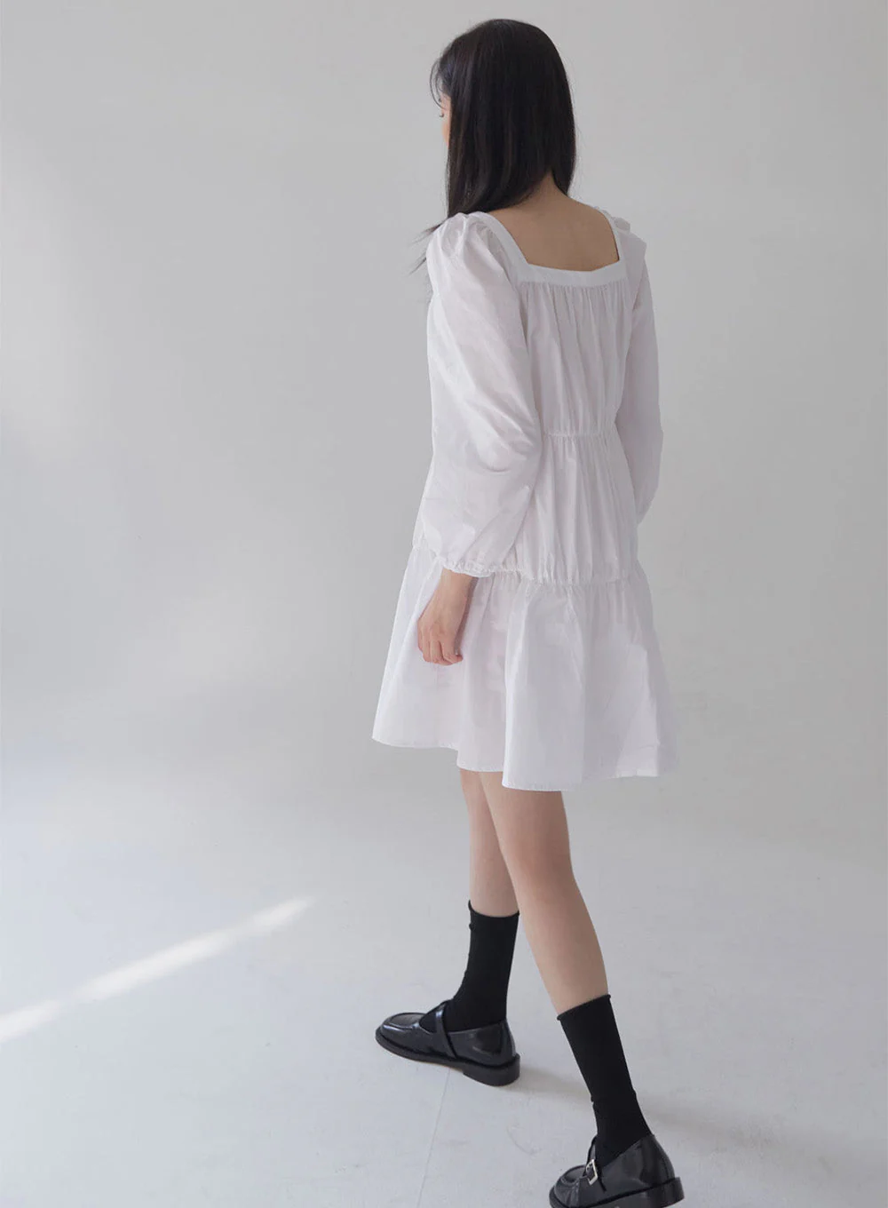 Square Neck Tiered Mini Dress - Image 3