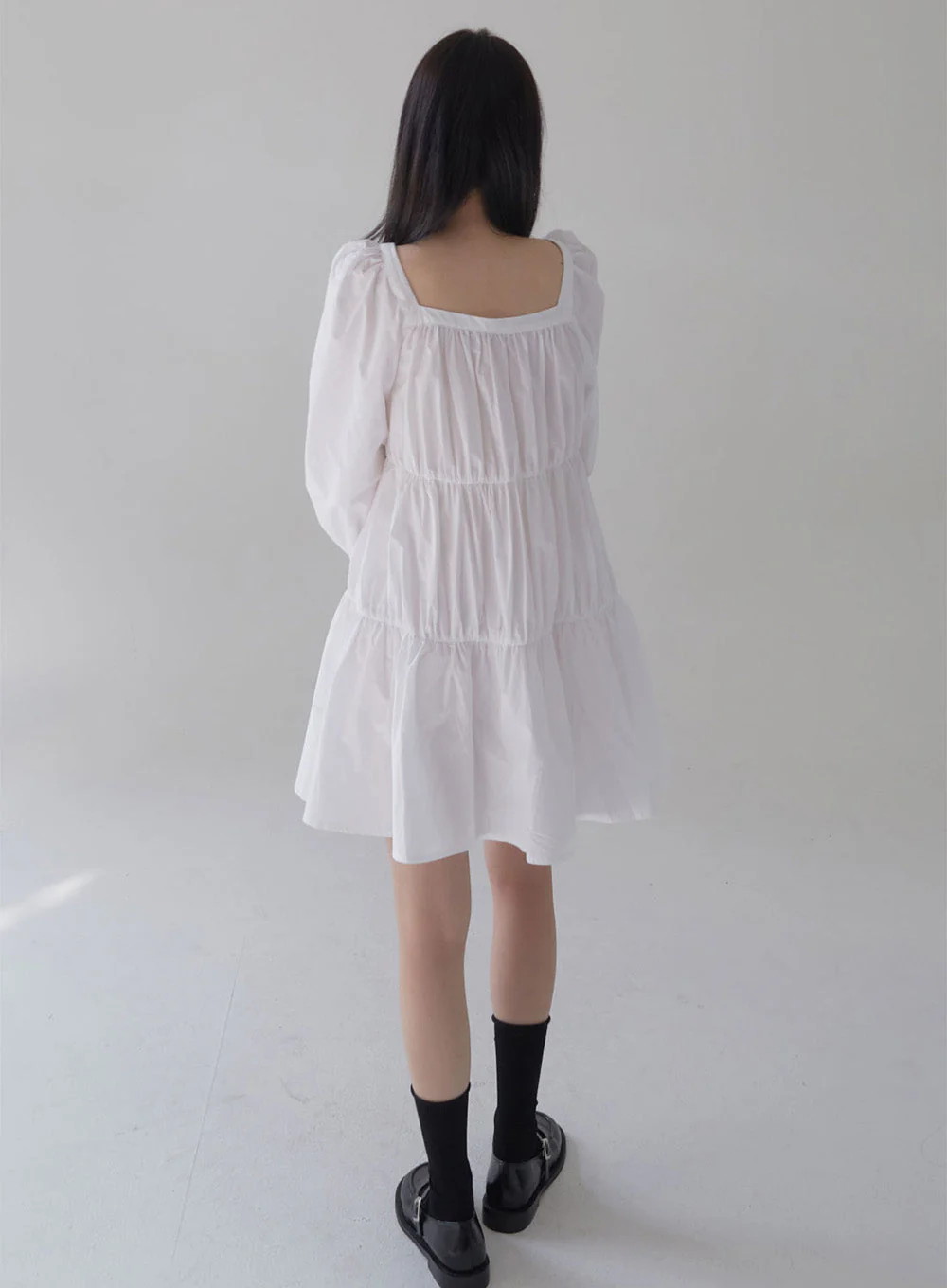 Square Neck Tiered Mini Dress - Image 5