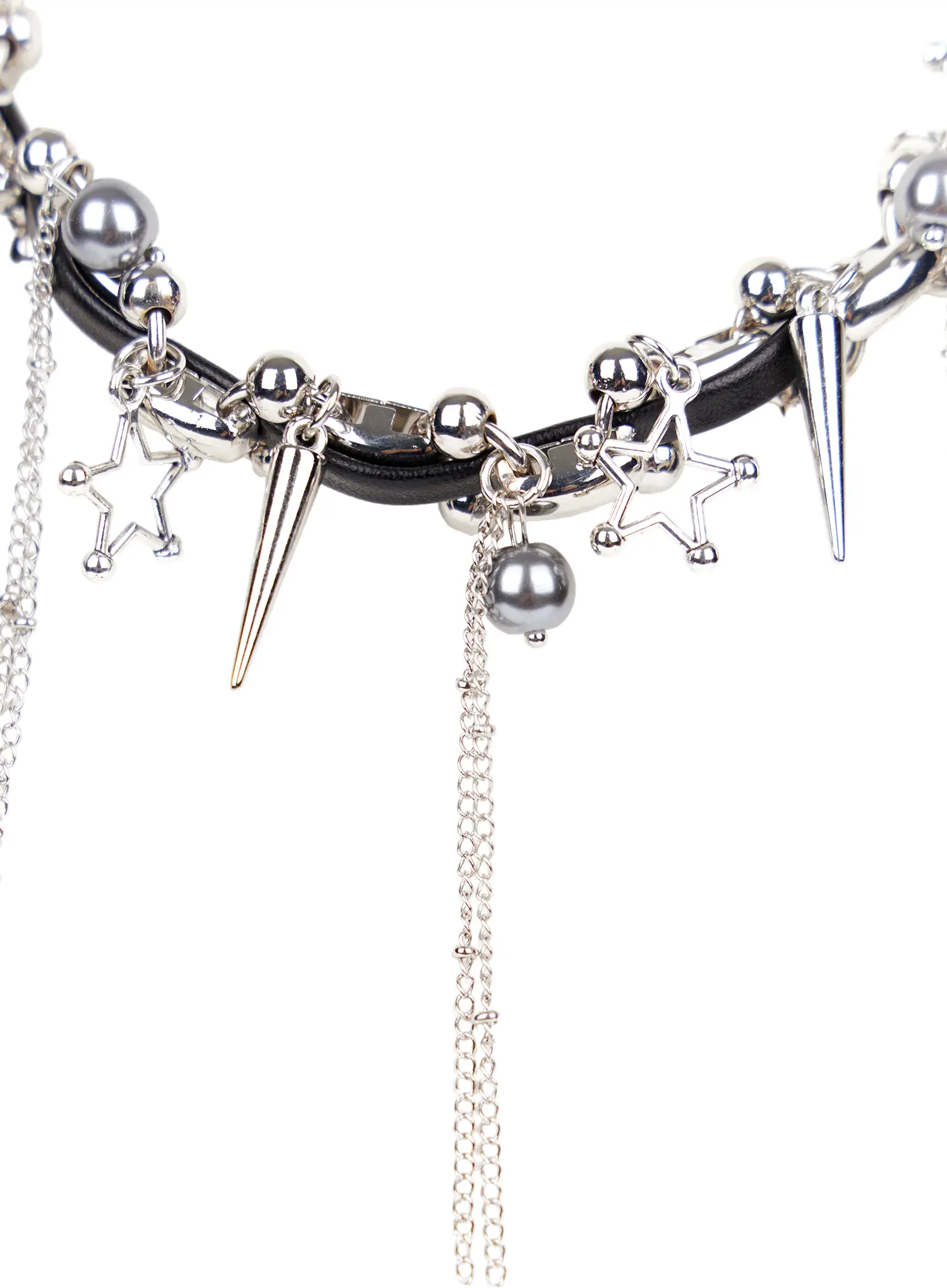 Star Charm Faux Leather Choker Necklace CA527 - Image 4