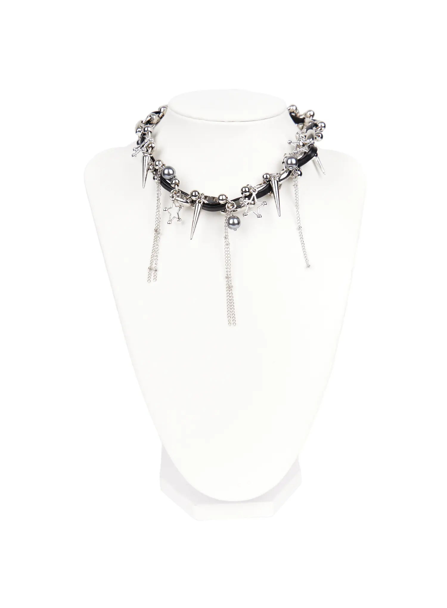 Star Charm Faux Leather Choker Necklace CA527 - Image 6